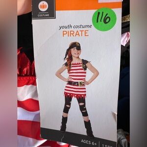 Youth Pirate Costume with Red and White Stripes size M